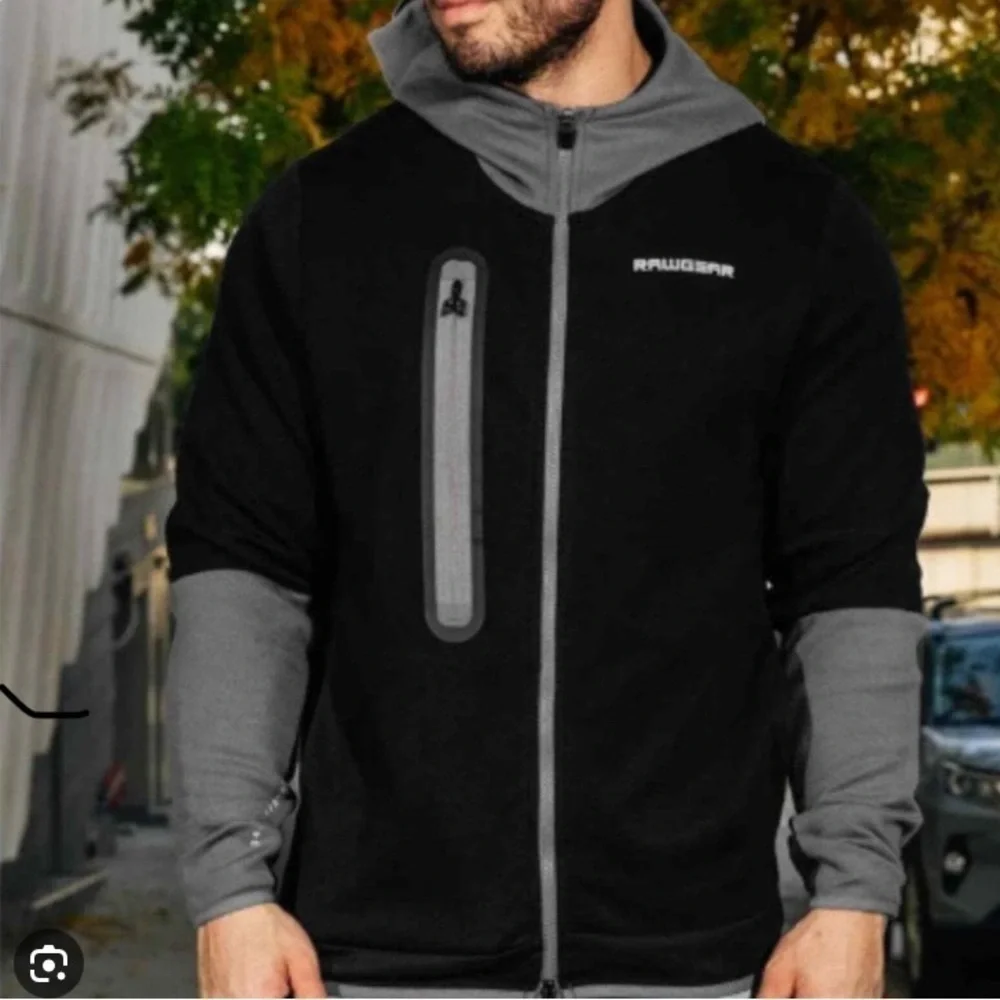 NWT RawGear Pro Tech Track Hoodie Black & Gray Size Large - Picture 2 of 6